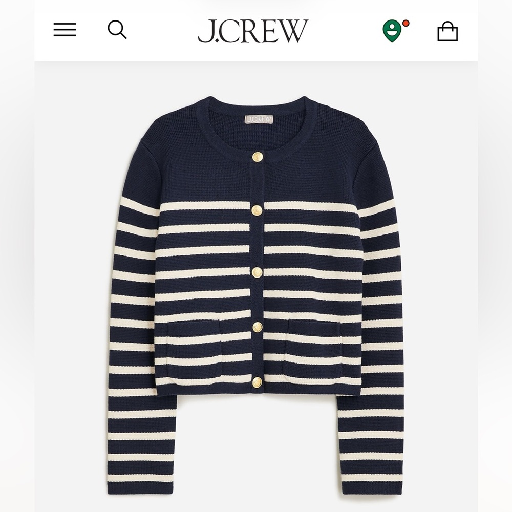 J. Crew Emilie Navy and White Striped Lady Jacket Cardigan